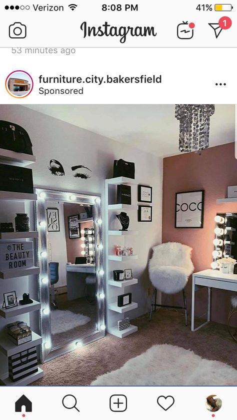 Black And White Teenage Girl Bedroom, Black White And Grey Bedroom, Glam Bedroom Ideas, You're So Vain, Black And Grey Bedroom, Dream Dressing Room, Grey Bedroom Decor, Glam Bedroom