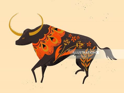 Graphic art of Bull Folk Illustration, Cow Illustration, Cow Drawing, Bull Art, Bull Tattoos, Arte Folk, Watercolor Animals, Animal Illustration, Art Illustration