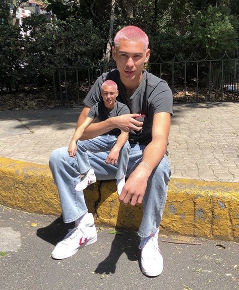 Pink Hair, A Man, Sneakers, Hair, Pink, White