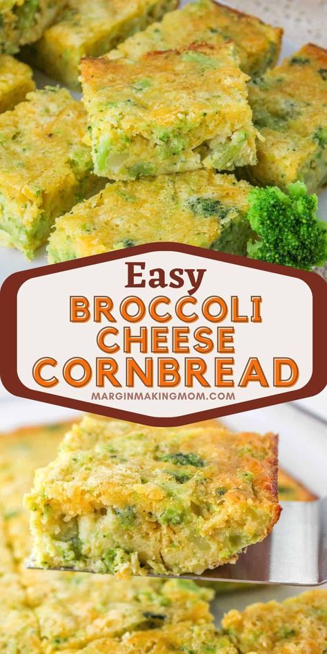 This simple yet delicious cornbread is full of broccoli and cheese, making it a tasty addition to any meal. Use a box of Jiffy cornbread mix and dress it up with shredded cheese and frozen broccoli, and you're set! Broccoli Cornbread Casserole, Broccoli Cheddar Cornbread, Broccoli Cheese Cornbread Jiffy, Broccoli Cornbread Jiffy Cottage Cheese, Recipes Using Jiffy Cornbread Boxes, Broccoli Cornbread Recipe Jiffy, Cornbread With Jiffy Mix, Cheese Cornbread Recipe, Cornbread Casseroles