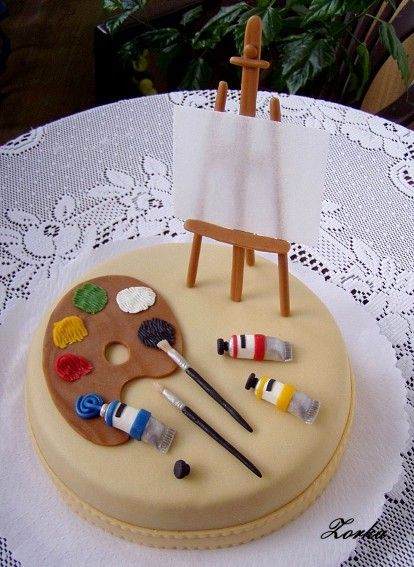 Painter Cake, Bolo Tumblr, Art Birthday Cake, Artist Cake, Creative Birthday Cakes, Crazy Cakes, Pretty Birthday Cakes, Cute Birthday Cakes, Cake Designs Birthday