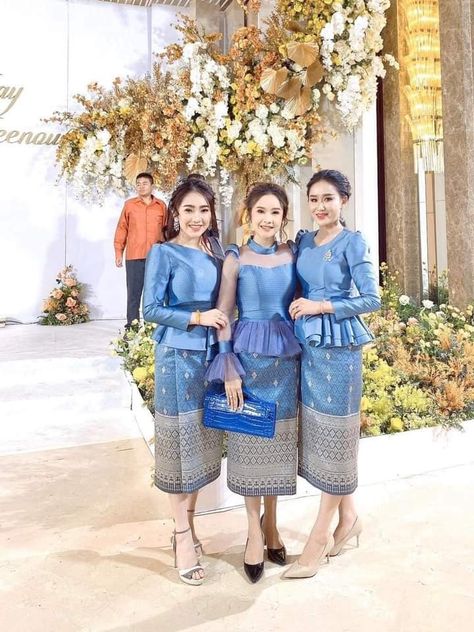 Lao Traditional Outfit, Lao Traditional Dress, Laos Dress, Traditional Lao Clothing, Lao Fashion, Cambodia Traditional Dress, Laos Clothing, Laos Wedding, Traditional Dress