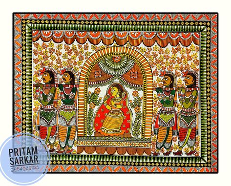 Kohbar Painting, Painting On Big Canvas, Tikuli Art, Madhubani Drawing, Earth Day Drawing, Flex Design, Ganesh Art Paintings, Graphic Wall Art, Sketch Pen