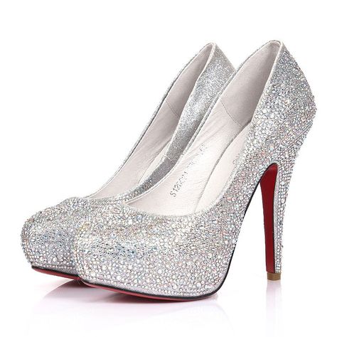 High Heels Sparkle, Silver Sparkly Heels, Heels Prom, Silver High Heels, High Heels Boots, Sparkly Heels, Prom Heels, Red Bottom, Glitter Heels