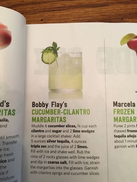 Cucumber-Cilantro margarita Cucumber Cilantro Margarita, Cilantro Margarita, Silver Tequila, Bobby Flay, Lime Wedge, Margarita Recipes, Drink Up, Bourbon Whiskey, Mixology