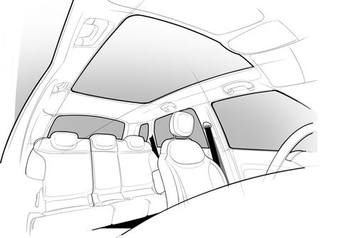 Car Interior Drawing, Car Seat Drawing, Driving Illustration, Car Body Design, Car Interior Sketch, Fiat 500l, Inside Car, Sketch Poses, Car Interior Design