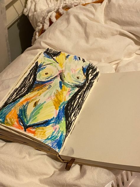 Oil Pastel Journal, Aesthetic Oil Pastel Art, Sketch Book Aesthetic, Pastel Art Ideas, Spongebob Painting, Oil Pastels Painting, Trash Art, Art Journal Therapy, Oil Pastel Drawings