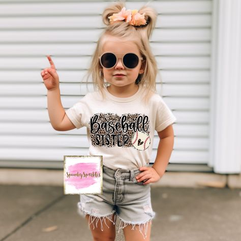 Baseball Sister Shirts, Little Sister Shirt, Baseball Fan Shirts, Girls Hairdos, Baseball Sister, Sister Shirt, Sister Tshirts, Baseball Outfit, Kids Baseball