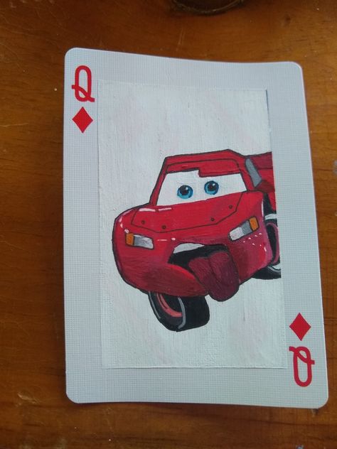 Drawing On Cards Deck, Painting Cards Deck, Painting A Deck Of Cards, Painting Playing Cards Ideas, Playing Cards Painting, Playing Card Painting, Painted Playing Cards, Diy Playing Cards, Painted Vinyl Records