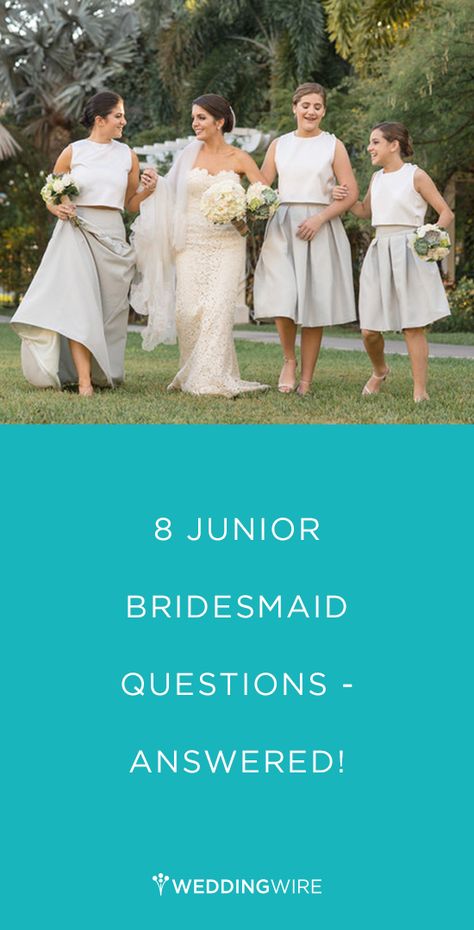 First time bridesmaid? Here are 8 Junior Bridesmaid Questions - answered! Bridesmaid Etiquette, Bridesmaid Question, Bridesmaid Squad, Pre Engagement, Bridesmaids Photos, Wedding Etiquette, Bridemaids Gifts, Some Questions, Special Girl