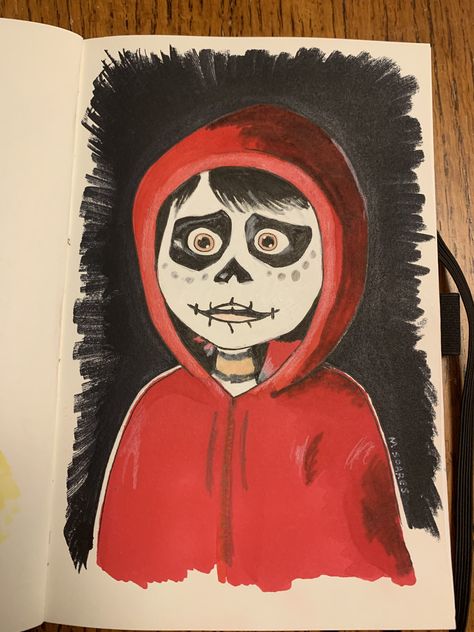 6” x 8” Miquel from the movie Coco. Done with prismacolor markers. Coco Movie Drawing, Coco Painting, Prismacolor Markers, Disney Princess Drawings, Drawing Artwork, Disney Drawings, Animated Movies, The Movie, Easy Drawings