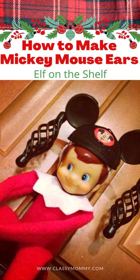 If you love Disney and you love Elf on the Shelf, check out our easy instructions on How To Make Mickey Mouse Ears for your Elf on the Shelf! #elfontehshelf #disneyelfontheshelf… More Mickey Ears For Elf On The Shelf, Mickey Elf On The Shelf, Elf On The Shelf Mickey Ears, Elf Disney Ideas, Elf On The Shelf Ideas Disney, Elf On The Shelf Disney Ideas, Disney Elf On The Shelf Ideas, Elf On The Shelf Disney, Elf Printables Free