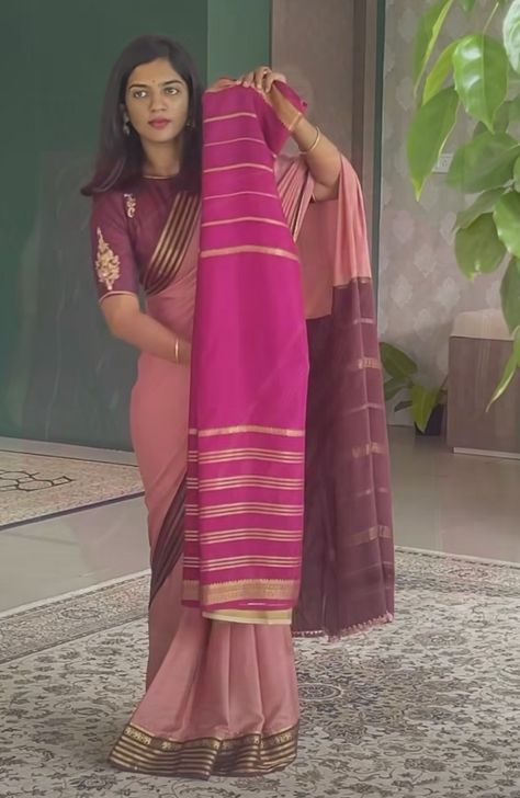 Mysore Silk Saree Styling, Green Mysore Silk Saree, Silk Saree Styling, Mysore Silk Saree Blouse Designs, Saree Styling, New Saree Designs, Mysore Silk Saree, Mysore Silk, Crepe Saree