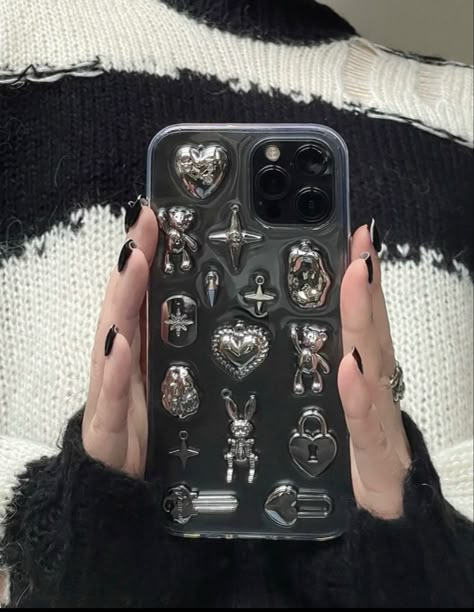 Y2k Phone Case, Y2k Phone, Creative Iphone Case, Bling Phone Cases, Heart Accessories, Iphone Case Stickers, Kawaii Phone Case, Collage Phone Case, Pretty Iphone Cases