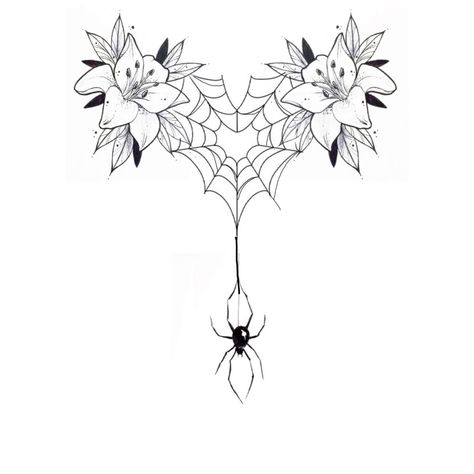 Spooky Tattoos Ideas, Gabby Petito Tattoo, Halloween Shin Tattoo, Colar Bone Tattoo For Women Unique Baddie, Gothic Tatoos Ideas, Spooky Cute Tattoo Ideas, Pretty Goth Tattoos, Feminine Throat Tattoos For Women, Spiderweb Tattoo Chest