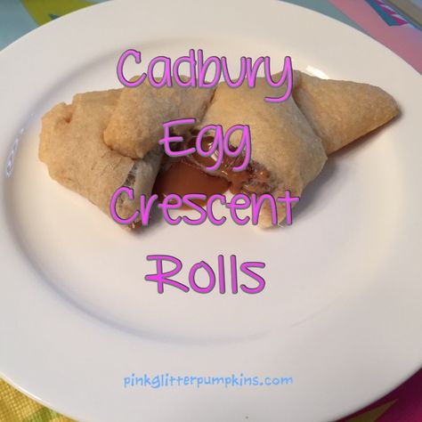 Cadbury Egg Crescent Rolls Filled Crescent Rolls, Cadbury Caramel, Cadbury Eggs, Glitter Pumpkins, Crescent Roll, Easter Chocolate, Crescent Rolls, Pink Glitter, Easter Baskets