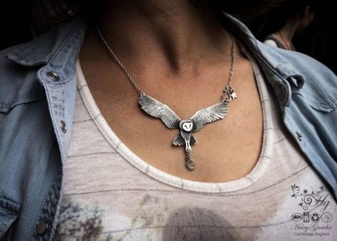 Labyrinth Music, Owl Necklaces, Owl Necklace Silver, Recycled Necklaces, Modelling Clay, Hair Jewels, Metalsmithing Jewelry, Metal Clay Jewelry, Silver Owl