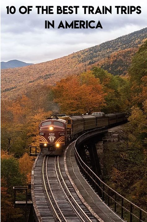 Amtrak Train Travel Destinations, Us Train Trips, Train Trips Across America, Beautiful Places To Visit In The Usa, Best Train Rides In The Us, Train Vacations America, Train Trips In The Us, Train Rides In America, Train Vacations Usa