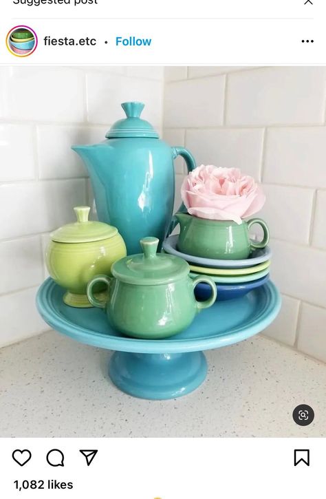 Fiesta Ware Display Ideas, Displaying Fiestaware, Fiestaware Display Ideas, Fiesta Ware Display, Fiestaware Color Combinations, Fiestaware Display, How To Decorate Kitchen Shelves, Fiesta Ware Colors, Spring Vignettes