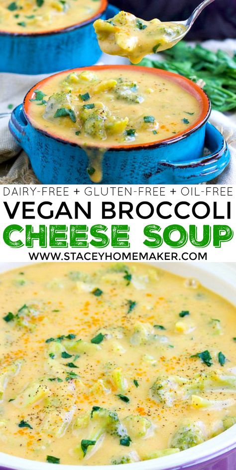 Vegan Broccoli Cheese Soup, Meal Prep Vegan, Soup Broccoli, Creamy Broccoli Soup, Vegan Broccoli, Broccoli Cheese Soup Recipes, Cheese Soup Recipes, Vegan Dinner Recipes Easy, Vegan Ideas