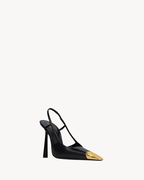 JEANNE slingback pumps in smooth leather | Saint Laurent | YSL.com Slingbacks, Built In Wardrobe, Slingback Pump, Beautiful Shoes, Black And Gold, Shoe Rack, Smooth Leather, Saint Laurent, Online Store