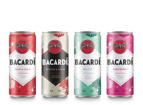 Canned Alcoholic Beverages, Ready To Drink Cocktails, Ready To Drink Packaging, Bacardi Drinks, Bacardi Mojito, Bottled Cocktails, Canned Cocktails, Pretty Alcoholic Drinks, Vodka Soda