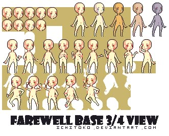 Farewell Base 3/4 View by Ichitoko on DeviantArt Pixel Art Characters Base, Pixel Character Sprite Base, Chibi Pixel Art Base, Pixel Sprite Base, Pixel Body Base, Pixel Art Character Base, Pixel Character Base, Pixel Art Body Base, Body Pixel Art