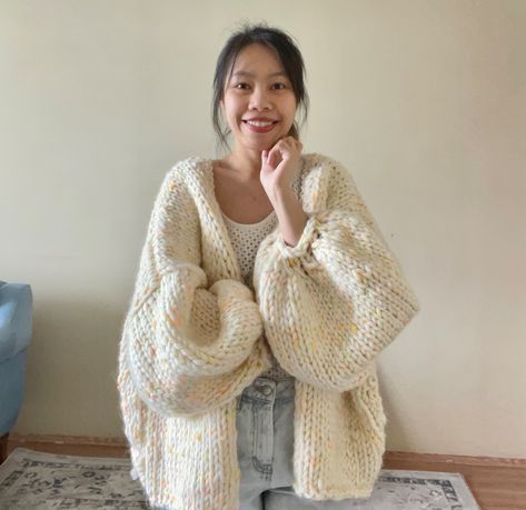 Oversized Chunky Cardigan, Wool Sweater, Hand Knit Cardigan, Balloon Sleeve, Gift for Her - Etsy Affordable Soft Knit Spring Sweater, Luxury Oversized Beige Cardigan, Cheap Oversized Cardigan With Button Closure, Lightweight Chunky Sweater, Oversized Knit Cardigan Short, Luxury Oversized Soft Knit Cardigan, Luxury Oversized Knitted Cardigan, Luxury Oversized Buttoned Cardigan, Chunky White Open Sweater