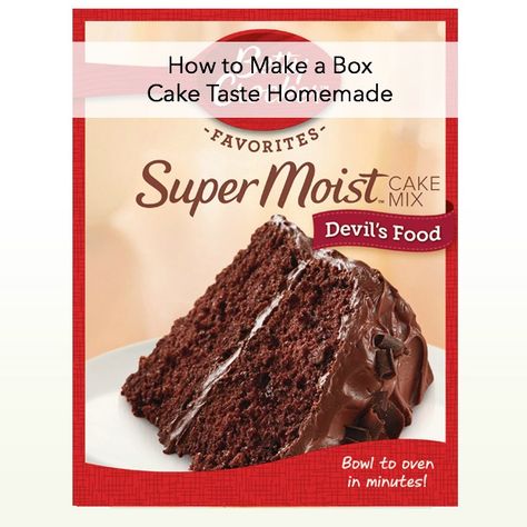 Homemade Box Cake, Chocolate Box Cake, Box Cake Recipes, Boxed Cake Mixes Recipes, Cakes To Make, Devils Food Cake Mix Recipe, Cake Hacks, Close Family, Devils Food Cake