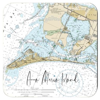 Anna Maria Island Nautical Map Coasters (Set of 4) Map Blankets, Heat Blanket, Map Coasters, Hamptons Decor, Accessories Beach, Nautical Map, Nautical Chart, Woven Blankets, Anna Maria Island