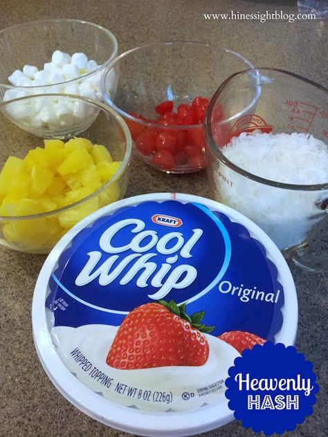 Dessert With Cool Whip, Heavenly Hash, Recipes With Cool Whip, Ambrosia Fruit Salad, Cool Whip Desserts, Chocolate Lasagna, Hash Recipe, Jello Recipes, Fruit Dishes