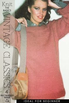 DiaryofaCreativeFanatic: simple sweater to knit (four rectangles) in three sizes; bulky weight yarn and size 10 needles. Simple Sweater, Knitting Sweaters, Beginner Knitting Patterns, Jumper Patterns, Simple Sweaters, Pull Oversize, How To Purl Knit, Sweater Knitting Patterns, Knit Or Crochet