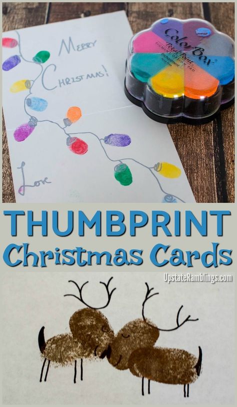 Thumbprint Cards, Thumbprint Reindeer, Christmas Presents For Parents, Christmas Thumbprint, Christmas Cards Family, Diy Holiday Cards, Parents Christmas, Christmas Cards Kids, Simple Christmas Cards