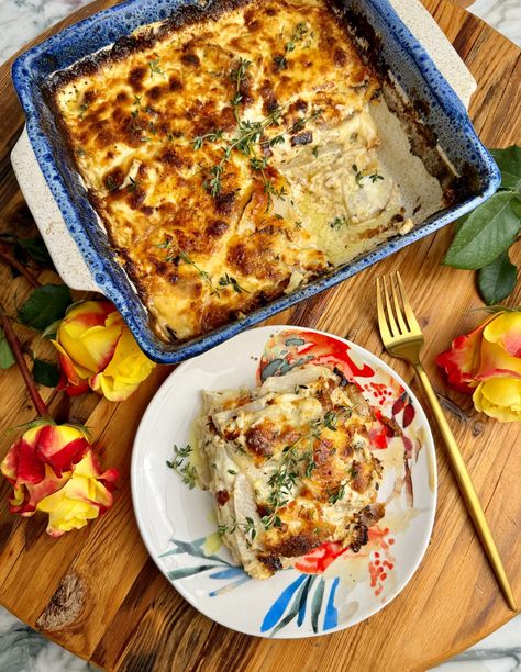 DECADENT TURNIPS AU GRATIN Turnip Au Gratin, Turnips Au Gratin, Turnip Recipes, Brunch Casserole, Gratin Dish, Crusted Salmon, Turnips, Feta Salad, Eating Recipes