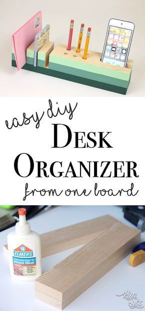 Easy DIY desk organizer from a single board A great starter woodworking project Simple Desk Organizer, Diy Desk Organization, Easy Diy Desk, Diy Desk Organizer, Desk Organization Diy, Diy Simple, Diy Holz, Diy Desk, Woodworking Project