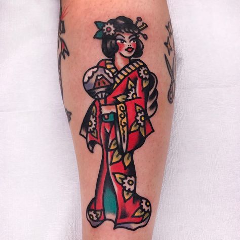 A Geisha Tattoo, Geisha Tattoo Design Ideas, Sailor Jerry Tattoo Flash, Geisha Tattoo Design, Visiting Japan, Sailor Jerry Tattoos, Geisha Tattoo, Prison Tattoos, Traditional Tattoo Art