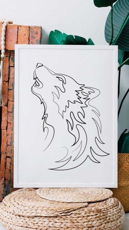 Wolf one line drawing. Animal line art. Minimalist digital decor. The linear wolf on the poster looks modern and minimalistic. A linear poster will decorate your home in a modern style. The print is easy to download and print in any size. Wolf Line Art, Line Drawing Animal, Animal Line Art, Line Art Minimalist, Lotus Painting, Lotus Flower Art, Sunset Artwork, Wine Print, Wine Poster