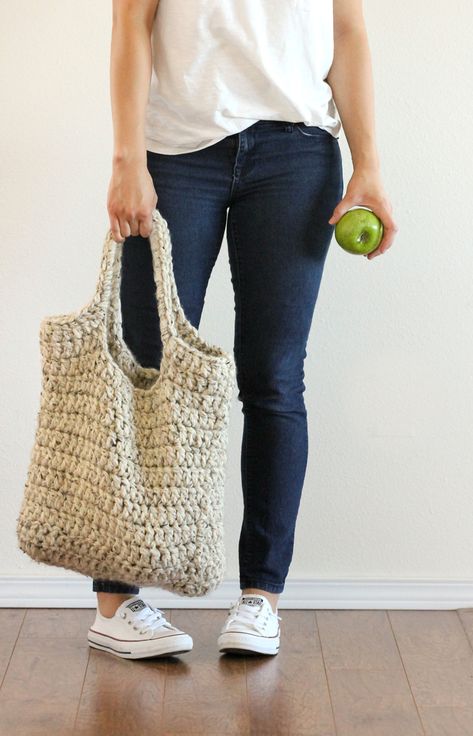 Tote Crochet, Crochet Shell Stitch, Confection Au Crochet, Easy Crochet Projects, Crochet Market Bag, Crochet Simple, Crochet Bags Purses, Crochet Tote Bag, Crochet Tote