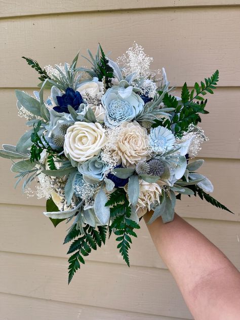 Blue And White Wedding Bouquets, Cute Bouquets, Turquoise Wedding Bouquets, Hoco Bouquet, Hoco Flowers, Medium Bouquet, 2026 Wedding, Blue Bridal Bouquet, Senior Hoco