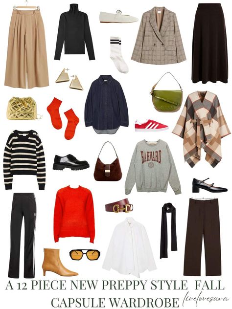 A 12 Piece New Preppy Style Fall Capsule Wardrobe - livelovesara Preppy Fall Style, Preppy Style Fall, Preppy Fall Fashion, Italy Travel Outfit, Preppy Handbook, Capsule Wardrobe Essentials, Fashion Capsule Wardrobe, Preppy Fall, Outfit Collage