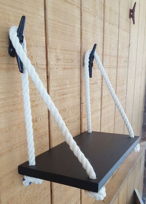 15 "Swing Rope Shelf Interior Design Country, Deco Marine, Farmhouse Side Table, Rope Shelves, Beach House Interior, Nautical Nursery, Beach Cottage Style, Nautical Home, Coastal Farmhouse