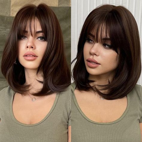 Shoulder Hair, Shot Hair Styles, Haircuts For Medium Hair, Haircuts Straight Hair, Short Hair Haircuts, Short Hair With Bangs, Haircuts With Bangs, Short Wigs, Shoulder Length Hair