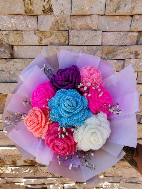 Art Crochet, Crochet Bouquet, Crochet Rose, Diy Crochet Projects, Diy Crochet, Crochet Flowers, Flowers Bouquet, Crochet Projects, Hobbies