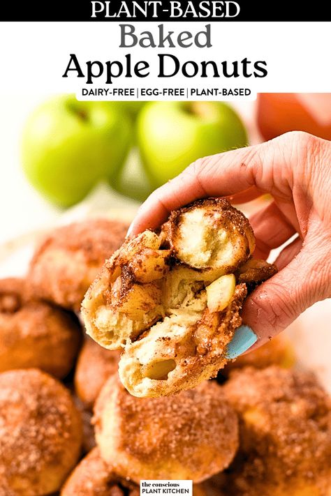 Baked Apple Donut Holes, Apple Desserts Easy 3 Ingredients Simple, Apple Donuts Baked, Baking Donuts Recipe, Donuts Holes, Rain Chimes, Apple Donut, Conscious Plant Kitchen, Canning Pears