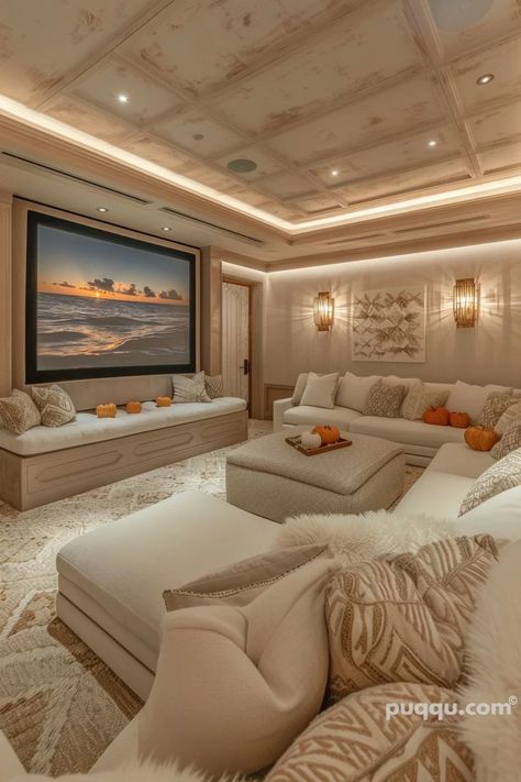 Small Theater Room: Creating Big Experiences in Compact Spaces - Puqqu Small Theater Room Ideas, Small Theater Room, Home Theater Room Design, Theater Room Design, Home Decor Cozy, Home Cinema Room, Basement Family Room, At Home Movie Theater, Dream Life House