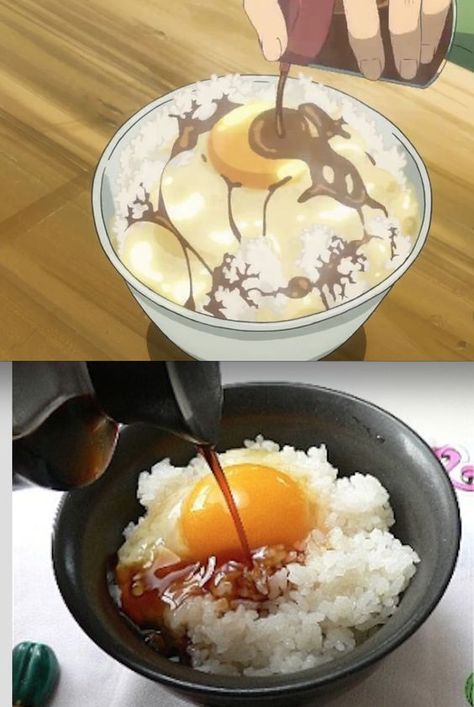 Anime Food Recipes, Tamago Kake Gohan, Fandom Recipes, Anime Recipes, Tinned Fish, Beef Tongue, Geek Food, Cartoon Food, Tv Food