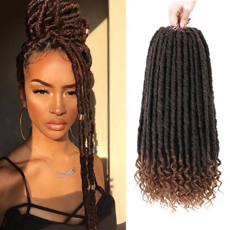 PRICES MAY VARY. 💕【Goddess Locs Hair Material】: 100% Handmade by professional braid stylists. no frizz, no chemicals, shedding free, tangle free, curly crochet hair extension for black women. 💕【Size & Color】: 24 inches long,1B-30,70g/pack, 20 Roots/pack, 6 packs/lot, Normal this is enough hair to complete you install. 💕【Goddess Locs Crochet Hair Advantages】: Made with 100% high quality low temperature hot water setting synthetic fiber, super soft and silky, itch free, shedding free, no chemic Straight Faux Locs, Black Women Crochet, Soft Faux Locs, Goddess Locs Crochet, Twists Braids, Faux Locs Crochet, Synthetic Braiding Hair, Braiding Hair Extensions, Hair For Black Women