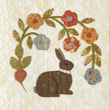 Anne Sutton - Baltimore Bunnies Spring Quilt Patterns, Flower Applique Quilt, Baltimore Album Quilt, Bunny Quilt, Wool Felt Projects, Spring Quilts, Applique Quilt Patterns, Heirloom Quilt, Applique Quilt