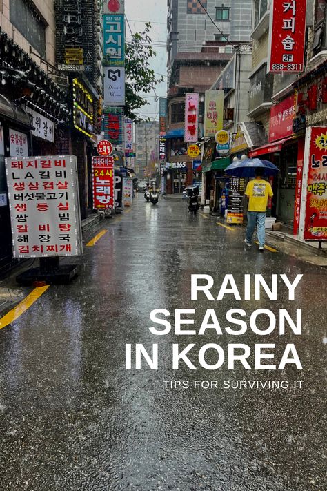 #southkorea #seoul #summer #travel #rain #lifestyle #tips #blog Surviving a rainy season in Korea, which usually occurs during the summer months (June to August depending on the year), requires some preparation and adjustments mentally and to your daily routine. Here are some tips that I have found to be helpful to help you stay comfortable and safe during this period. Rainy Weather Outfits, Rainy Weather, Strong Wind, Rainy Season, Weather Forecast, Summer Months, Comfort And Joy, Daily Routine, Rainy Days