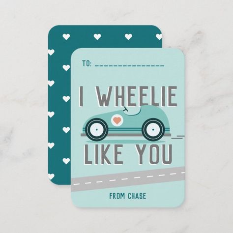 Classroom Valentine's Day Race Car Wheelie Card - Valentine's Day Card Car Themed Valentines, Car Valentine, Cute Valentines Card, Toddler Car, Car Card, Class Valentines, Valentines School, Valentines Card, Classroom Valentine